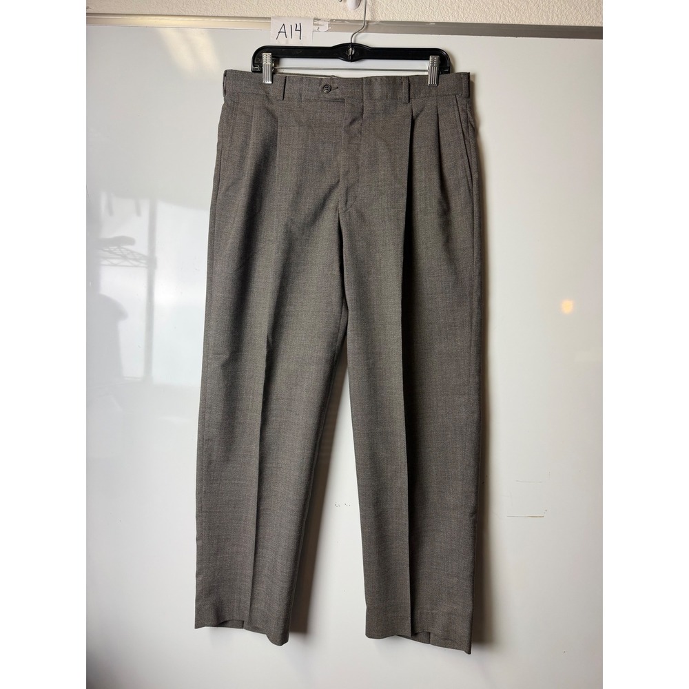 John Alexander Mens Grey Pleated Dress Pants Straight Leg Made in USA 35x29.5